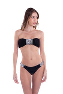 RIPPED BANDEAU REVERSIBLE - BLACK CUT-OUT & FRINGE